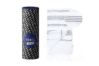 Towel To Go Telo Mare con Box Bianco Grigio