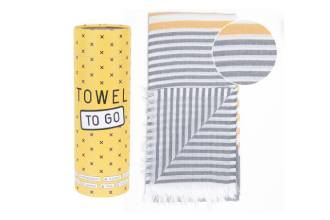 Towel To Go Telo Mare con Box Giallo/Grigio